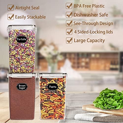 Flour Sugar Storage Containers 6.5L, 4 PCS, Black