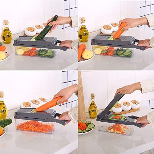 Onion Chopper, chopper vegetable cutter Vegetable Chopper Veggie Cutter Multifunctional Mandoline Slicer Dicer With Colander Basket And Container - Image 5
