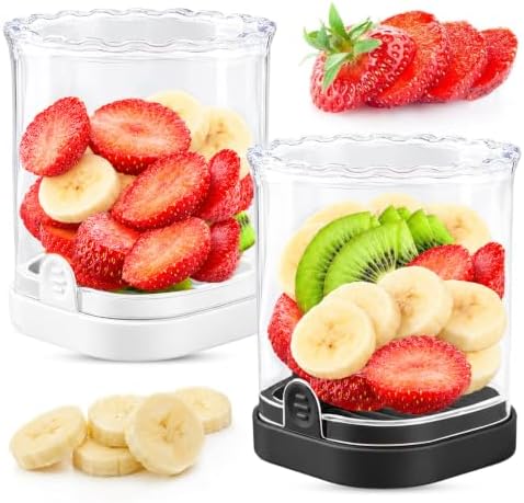 Creative Strawberry Slicer, Detachable Cutter with Push Plate (Black+White) by COKSDUPID