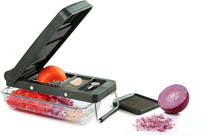 PL8 Professional Chopper, Black - Multi-Functional Vegetable Chopper, Dicer, and Mincer with Sturdy Stainless Steel Frame, Perfect for Onions, Tomatoes, and More