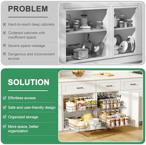 2-Tier Pull Out Cabinet Organizer (8" W x 22" D)