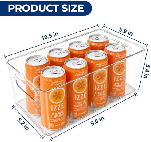 6 Pack Pantry Organizers and Storage, Food Storage Containers with 3 Removable Divider for Kitchen, Fridge, Cabinet Organization, Clear Plastic Storage Bins for Snacks, Spice Packets, Packets, Pouches