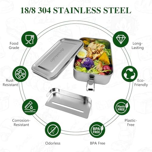 304 Stainless Steel Bento Box 47oz Leak-Proof Lunch Box 1 Divider