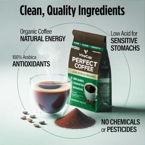 Perfect Low Acid USDA Organic Coffee Beans, Fair Trade, 11oz