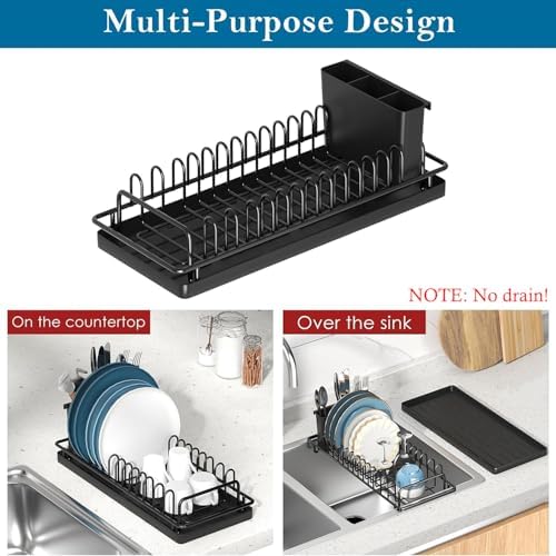 Compact Small Dish Drying Rack, RV Dish Rack for Kitchen Counter
