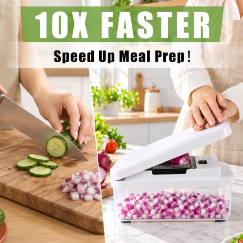 14-in-1 Vegetable Chopper Mandoline Slicer, Veggie Chopper with Container