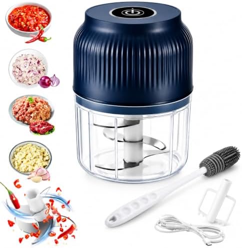 Cordless Electric Garlic Chopper, 400ml Mini Food Processor (Blue) by Unknown