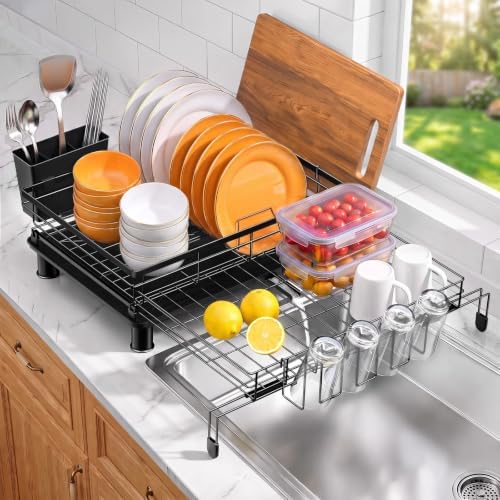 Expandable Dish Drying Rack, Stainless Steel Over Sink Dish Drainer