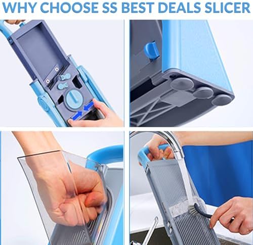 Upgrade Safe Mandoline Slicer for Kitchen, 5-in-1 Vegetable Chopper & Potato Slicer with Thickness Adjuster, French Fry Cutter & Veggie Dicer, Faster Meal Prep, Adjustable Slicer for Kitchen - Image 5