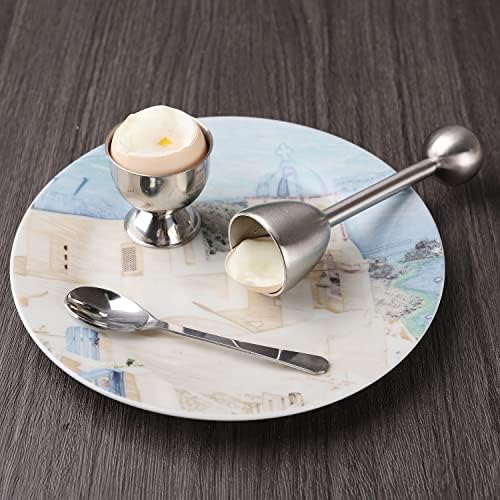 Egg Cracker Topper Set of 13 Egg Cups for Soft Boiled Eggs Tool Set Includes 1 Egg Topper Cracker 6 Egg Cups 6 Spoons (egg cup 13)