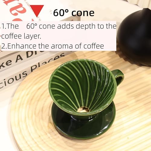 Ceramic Pour Over Coffee Dripper 01 with 50 Pack Filter, Green