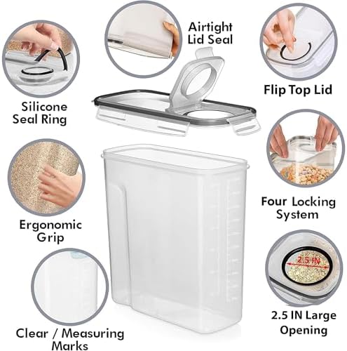 2 Pack (6.3L / 213OZ) EXTRA Large Airtight Food Storage Cereal Containers for Bulk Food Storage BPA-Free Plastic Container, Pantry Organization and Canister for Rice, Pasta, Sugar & Flour