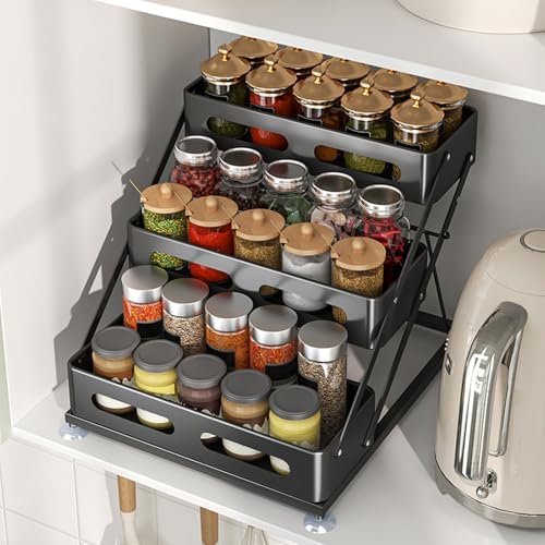3 Tier Foldable Spice Rack, Black