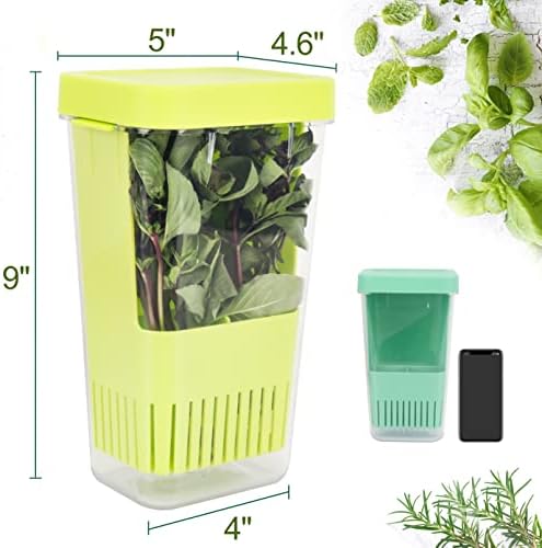 3 Pack Herb Keeper, BPA-Free Plastic Herb Saver with an Inner Basket for Cilantro, Mint, Parsley, and Asparagus, Keeps Fresh Herbs for 3 Times Longer