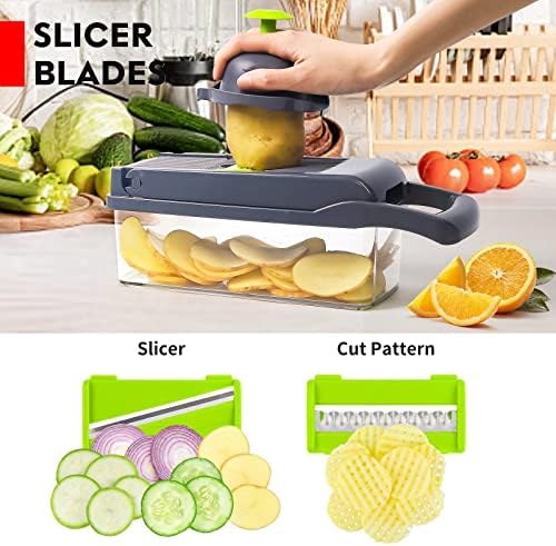 Vegetable Chopper, Pro Onion Chopper, Multifunctional 13 in 1 Food Chopper, Kitchen Vegetable Slicer Dicer Cutter,Veggie Chopper With 8 Blades,Carrot and Garlic Chopper With Container - Image 5