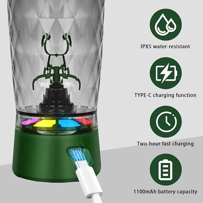 PROCHAIN Electric Protein Shaker Bottle, Protein Shakes Mixer, Portable Pre Workout Self Mixing Cup, Made with BPA-Free Tritan, 22oz