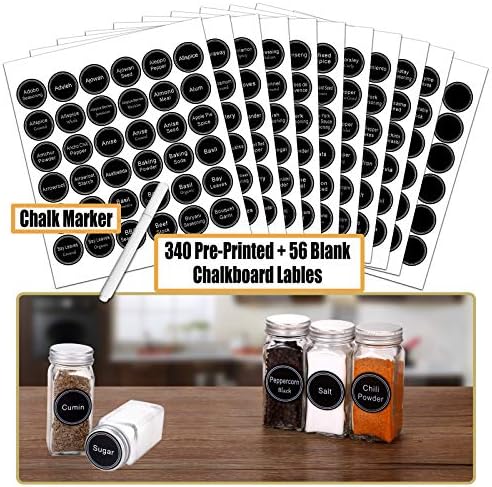 25 Pcs 4 oz Glass Spice Jars with 703 Spice Labels and Shaker Lids