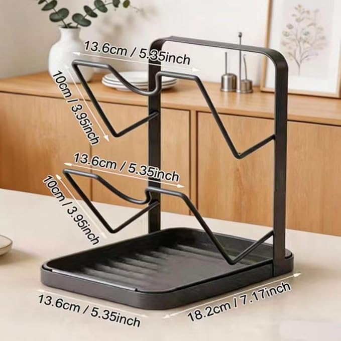 Pot Lid Holder and Rack Multi-functional Pot Lid Organizer， Convenient Cooking Designed for Pots with Lid Diameter 7.5 to 14 Inches， Keeps Countertops Clean and Accessible Cooking Tools