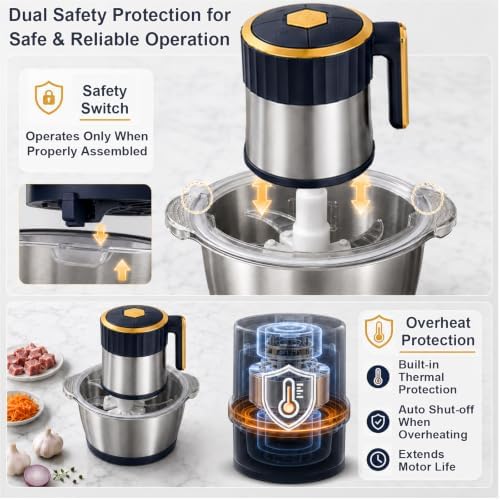 Food Processor, 5Qt Food Chopper Electric, 5-Speed Meat Grinder for Kitchen