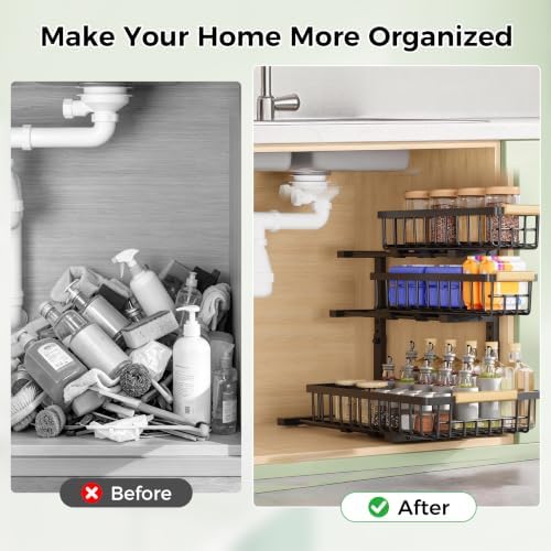 3 Tier Under Sink Organizer: Pull Out Cabinet Storage for Bathroom,2 Pack