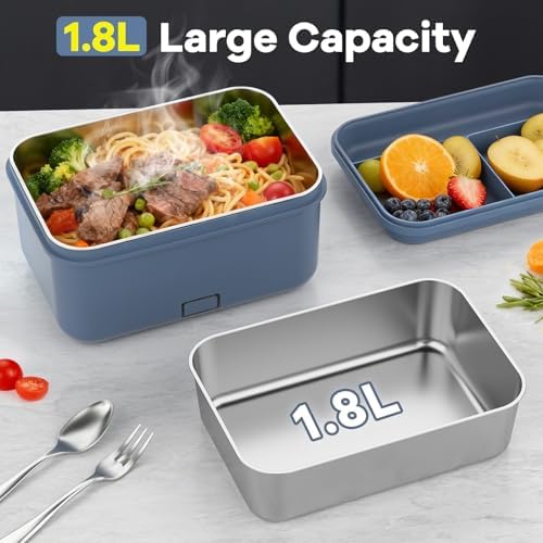 Cordless Electric Lunch Box for Adults, 1.8L Rechargeable Portable Food Warmer Heated Lunch Box, Christmas White Elephant Gifts, Suitable for Office, Picnic, Car, Construction Site
