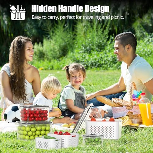 10 Pack Fruit Storage Containers for Fridge with Removable Colander