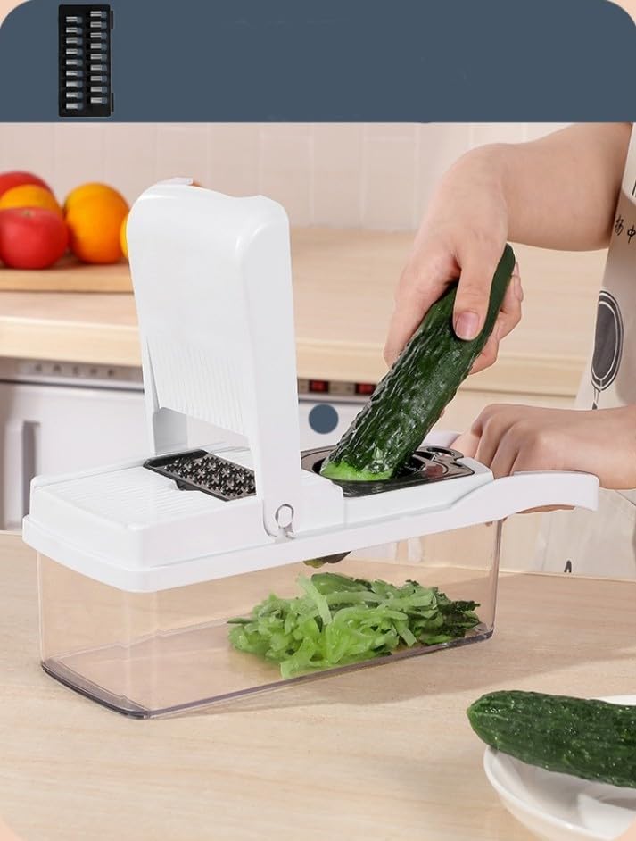 Vegetable Chopper and Slicer, 22-in-1 Multi-Purpose Kitchen Mandoline, Food Dicer with Collection Tray, White - Image 5
