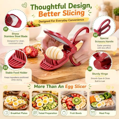 Egg Slicer for Hard Boiled Eggs - with 304 Stainless Steel Blades - Image 3