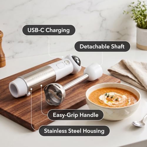 OVENTE Cordless Immersion Hand Blender, 300W Rechargeable White HR995W - Image 3