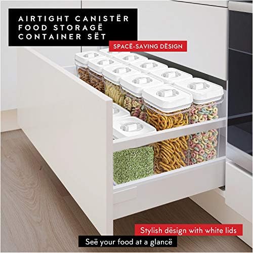 Airtight Food Storage Containers for Pantry With White Lids 1L - 6 Pack - Clear Plastic Air Tight Kitchen Containers Pantry Organization and Storage BPA-Free Keeps Food Fresh & Dry