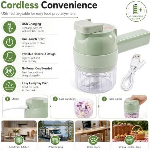 4 in 1 Handheld Electric Vegetable Cutter Set,Handheld Electric Chopper，1pc - Image 4