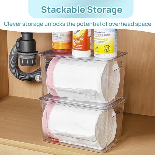 2 Pack Clear Trash Bag Holder, Stackable Garbage Bag Dispenser