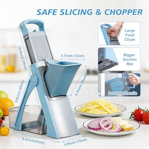 Upgraded Safety Vegetable Slicer and Chopper, Adjustable Vegetable and Food Processor, Potato and French Fry Cutter, No Blade Replacement Required, Kitchen Cutting Tool. - Image 2