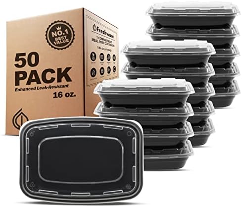 Meal Prep Containers [50 Pack] 16 oz Food Containers with Lids