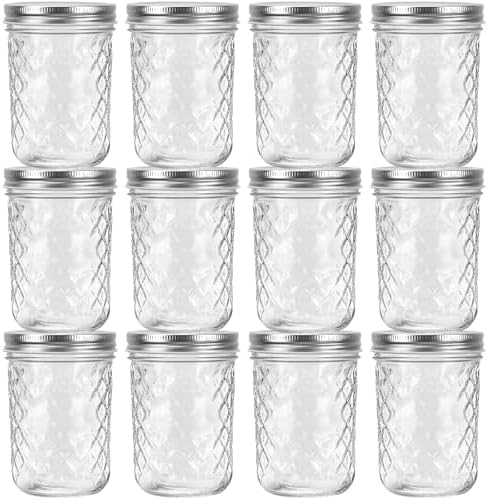 12 Pack16oz Wide Mouth Glass Mason Jars, Canning Jars with Airtight Lids