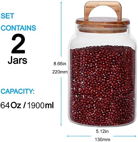 Canister Set of 2, Glass Kitchen Canisters