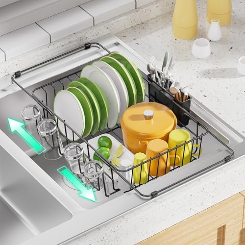 Expandable Dish Drying Rack in Sink, Black