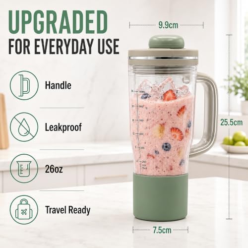 26oz Travel Tumbler for Ninja BlendBOSS Personal Blender (Stone Mint) - Image 3