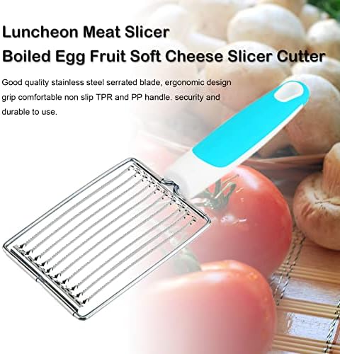 Luncheon Meat Cutter, Cheese & Potato Slicer, Stainless Cutter with Handle for Egg Ham Fruit Tomato, Cutting Evenly Thick, Food Cutting Tool for Kitchen (Blue) - Image 2