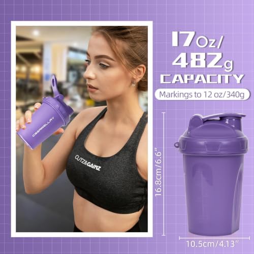 17oz Small Protein Shaker Bottle with Blending Ball Pink&Purple - Image 3