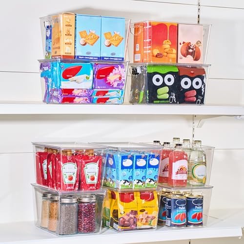 Large Clear Storage Bins with Lids, Stackable Containers, 4 Pack