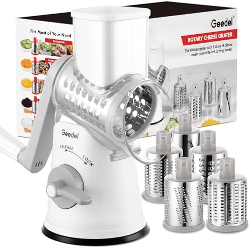 Geedel Rotary Cheese Grater Hand Crank, Cheese Shredder Vegetable Slicer by Geedel