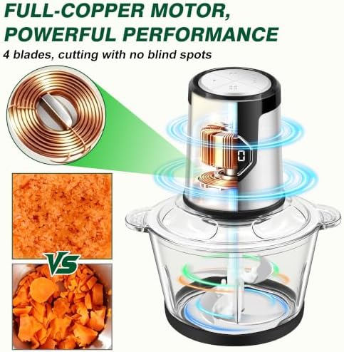 Food Processor with 2 Bowls, 4-Speed Electric Food Chopper & Meat Grinder