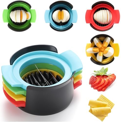 Egg Slicer for Hard Boiled Eggs，4 in 1 Multifunctional Egg Cutter,Strawberry slicer, Strawberry, Tomato, Dicer for Soft Fruit Mushroom Home Use by Zioliopaner