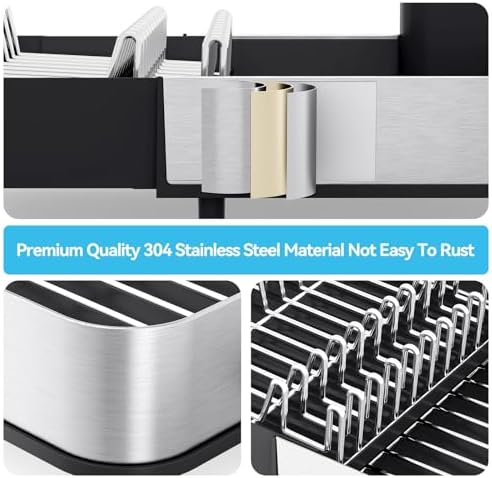 Stainless Steel Dish Drying Rack for Kitchen Counter,Black