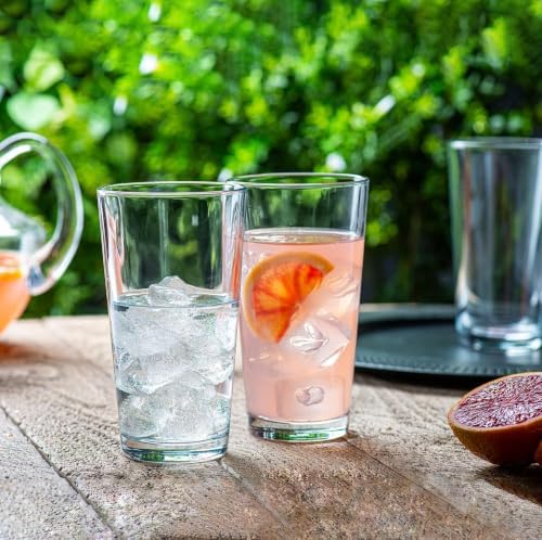 10pc Stackable Drinking Glasses, 16oz Clear Glass Cup Glassware Set