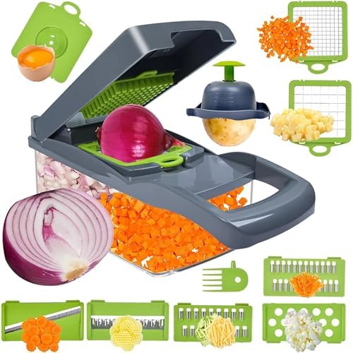 Multifunction 14 in 1 Vegetable Chopper Food Slicer Dicer with Container Manual Kitchen Cutter with Interchangeable Blades for Fruits and Vegetables by Unknown