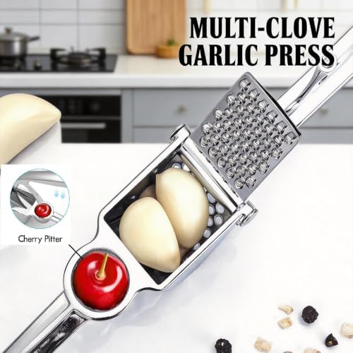 Garlic Press & Peeler Set, Stainless Steel Kitchen Tool