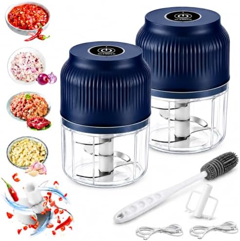Cordless Electric Garlic Chopper, 400ml Mini Food Processor (2*Blue) by Unknown
