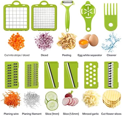 Vegetable Chopper 15-1 with Container - 8 Blades Dicer Chopper Cutter & Slicer - Draining Basket, Peeler, Egg separator, and Many More - Vegetable Chopper for Onions, Potatoes, Tomatoes - Image 5